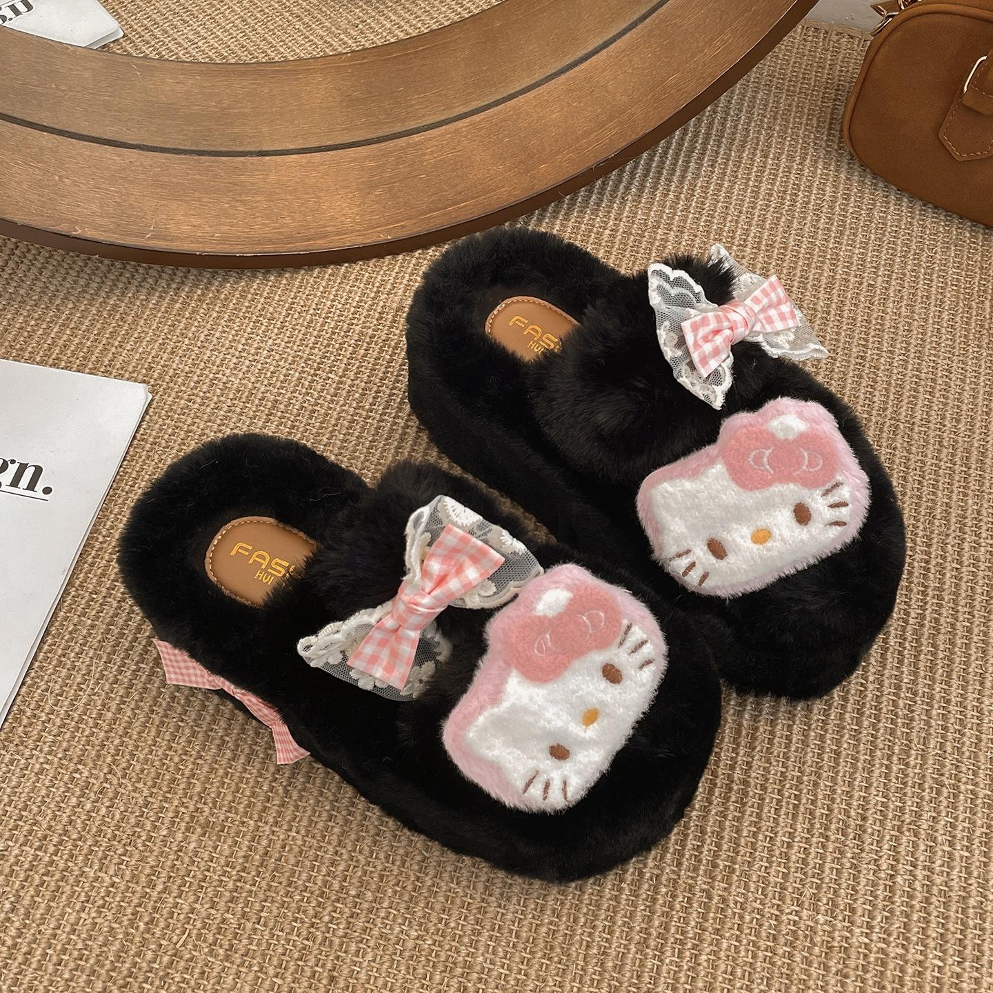 

Popular white high-end thick-soled fluffy slippers for women s outer wear 2025 new autumn and winter with skirts, cute cotton slippers 35