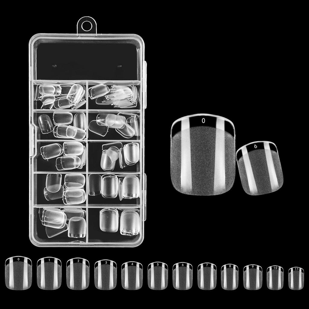 120/100-Piece Set of Clear Frosted Square Oval Almond Ballet Wear-On False Nail Art Tips