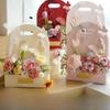 Portable Wedding Favour Boxes 3D Butterfly Carrier Bag Pink Floral Arrangement Gift Paper Package Flower Bouquet Packaging Bag