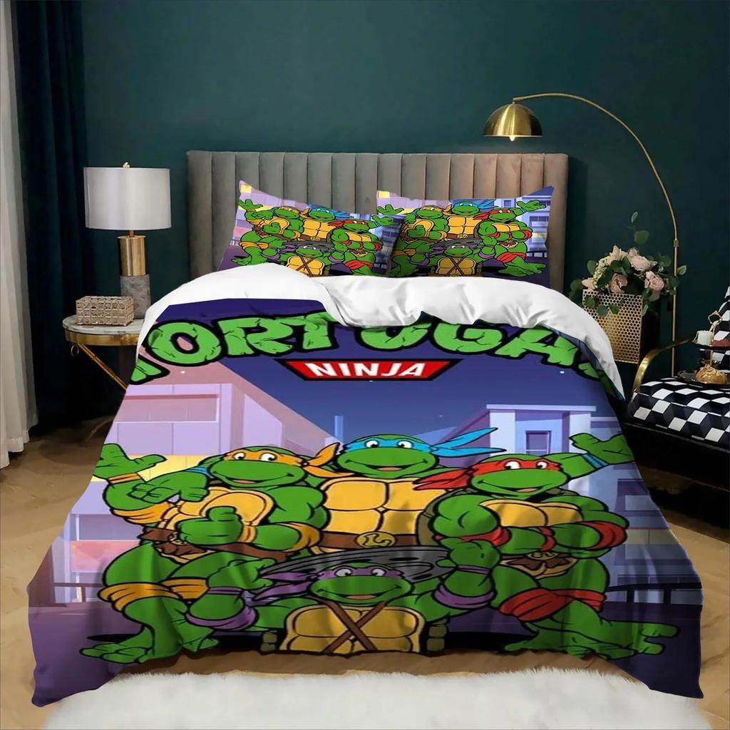 3D Cartoon Duvet Cover Set Exquisite N-Ninja Wallpaper Turtles Digital Printing Bedding Set for Bed Girl Boys Bedroom Decor Gift