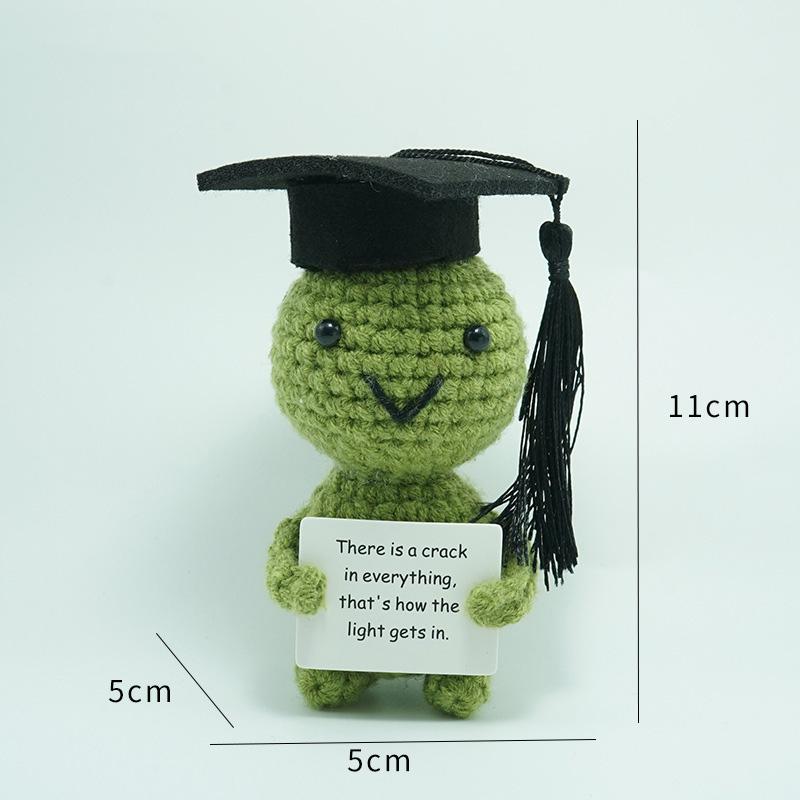 Funny Positive Crochet Dr Potato Doll Desktop Ornament Handmade Cheer Emotional Support Positive Duck with Card Home Party Decor