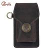 Men's Genuine Leather Fanny Pack: Mad Horse Waist Bag, Belt Loop Phone Holder for Outdoor Sports.