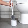 Silicone toilet brush with stand and liquid dispenser, white, 40 cm