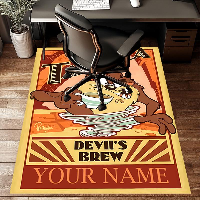 Custom Taz Mat Personalized Name, Polyester Washable Indoor Entryway Rug, Gift for Christmas, Easter, Thanksgiving Day
