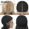 Noble Cosplay Synthetic Lace Front Wigs For Women Ombre Brown With Bangs 24 Inch Straight Lace Wig Highlight Glueless Lace Wig