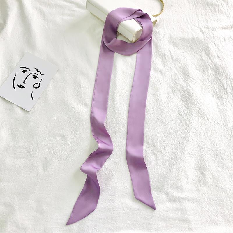 5x200cm Long Skinny Hair Scarf For Women Silky Satin Headband Cute Neckerchief Solid Colors Fashion Bag Scarves For Ladies