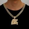 Heißer Verkauf Neues Produkt Vollbesetzter Diamantbuchstabe SELFMADE Legierung Anhänger Personalisiertes Logo Hip Hop Halskette Herrenhalskette