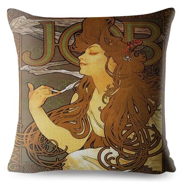 Art Nouveau Mucha Gallery Husa Perna Bej Fata de Perna Canapea Auto Decor