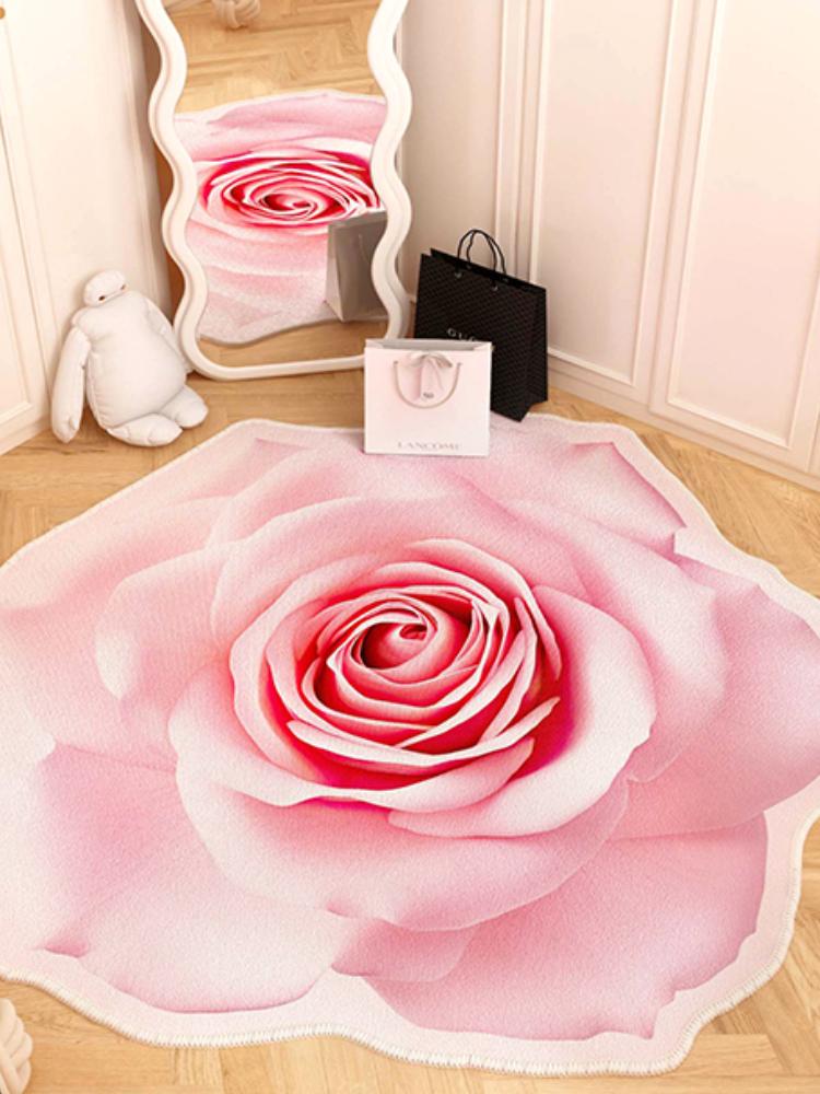

Декор гостиной во французском стиле Цветочный ковер Легкая роскошь Зеркало Коврик для пола Девичьи коврики для спальни Дома Ковер неправильной формы 80x80CM