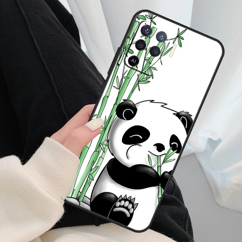 Cartoon Panda Case For Oppo A54 A74 A94 A18 A57 A17 A77 A38 A58 A78 A98 A80 A60 A40 A96 A76 A16 A15 A5 Pro