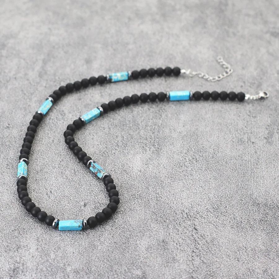 Wykwintny Naszyjnik z Kamienia Onyksu Klasy A 6mm Męski Ręcznie Robiony Naturalny Oko Tygrysa Koraliki Howlite Naszyjnik Medytacja Leczenie Biżuteria dla Mężczyzn