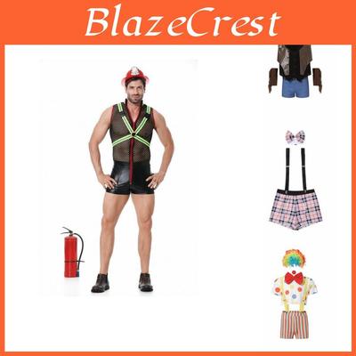 Men's Sensual Costume Set Polyester Fabric For Role Play Firefighter Theme Uniform