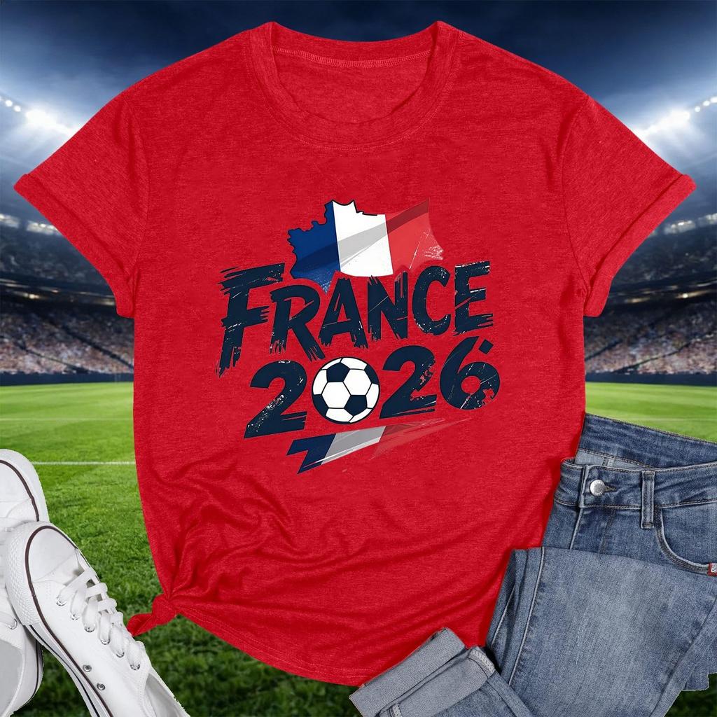 France 2026 Soccer Fan T-Shirt Crew Neck Short Sleeve Pullover Unisex Casual Tee Football Graphic Top for Supporters