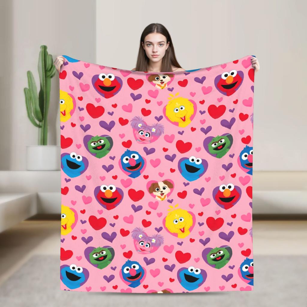 Oscar the Grouch Big Face Blanket S-Sesames Streets Warm Soft Plush Bedding Throws For Couch Chair Sofa Bed Bedspread Bed Cover