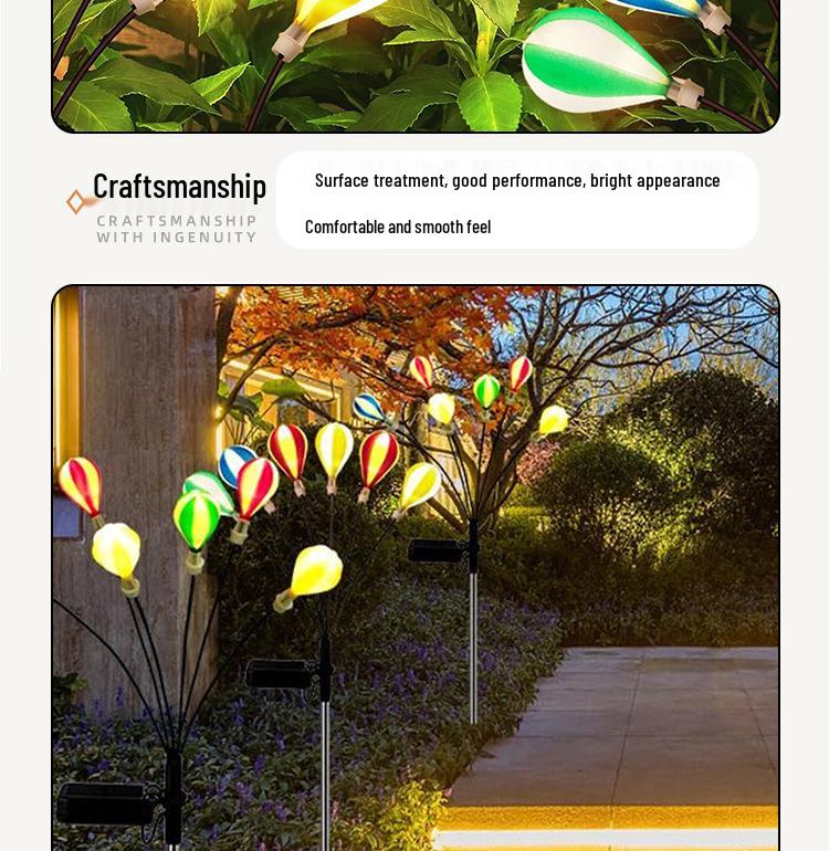 Solar LED Hot Air Balloon Sway Light - Outdoor Waterproof Garden Decor