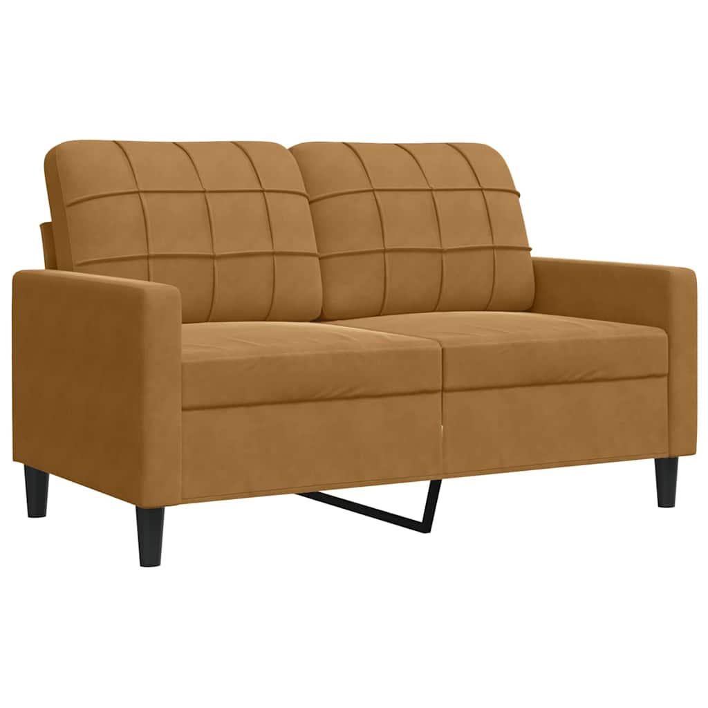 3 Piece Sofa Set with Cushions and Neck Rolls Brown Velvet