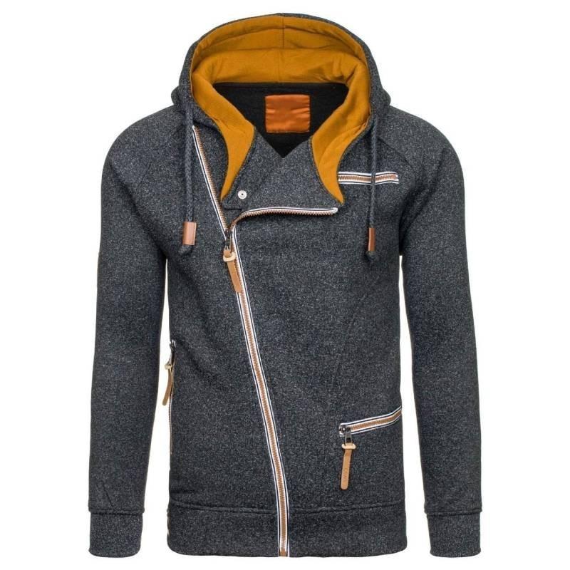 Stylish Men's Casual Solid Color Long Sleeve Zipper Hoodie Sweatshirt For Fall