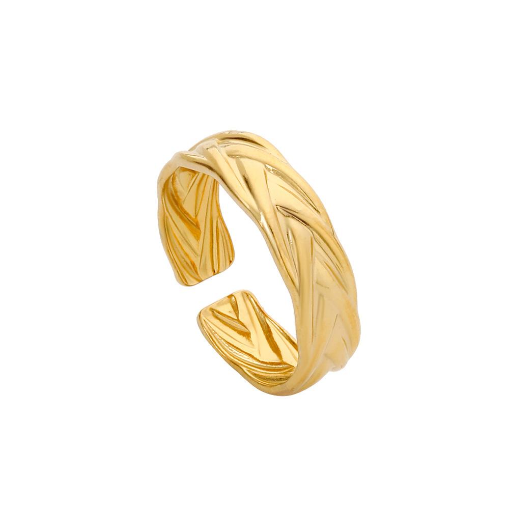 Women's Hollowed-out Non-fading Open Ring Women's Niche Design Simple Stainless Steel Plain Ring Couple Ring