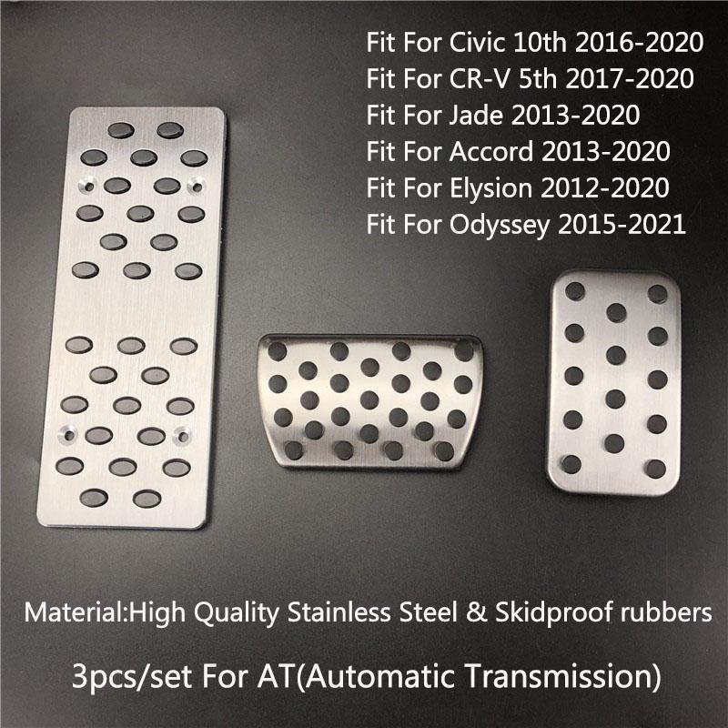 For Honda Civic 2005- LHD Aluminum Pads Pedal Set Gas Accelerator Brake Footrest AT / MT Car Accessories Need Drilling