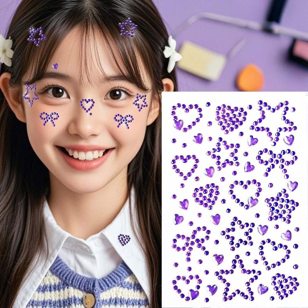 Sparkling Face Temporary Tattoos Rhinestone Face Tattoo Sticker Photocard Sticker Men Women