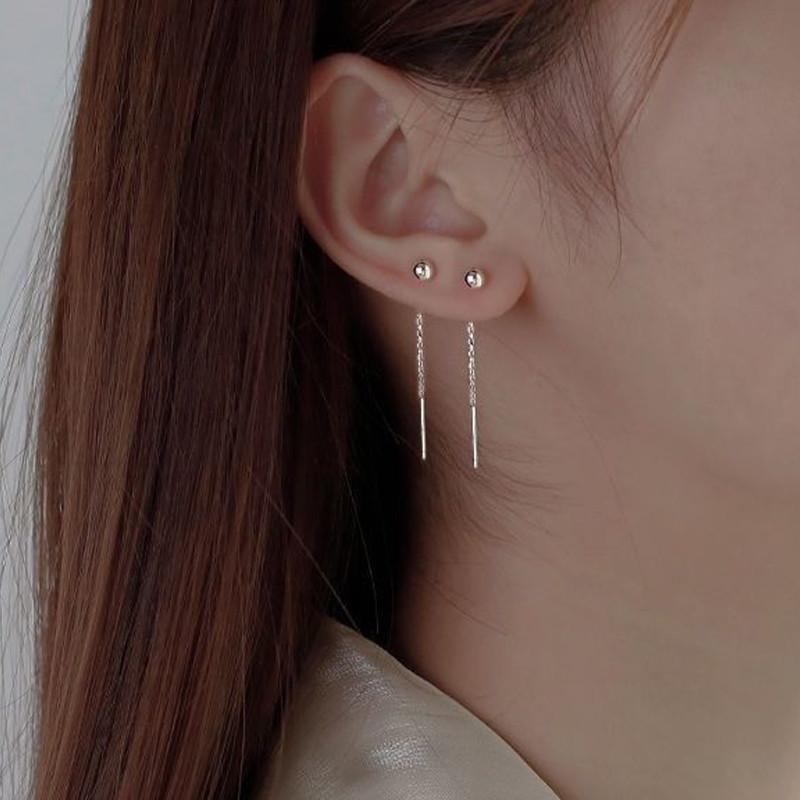 Korean Dangle Earring Geometric block Round Long Tassel Bar Drop Earrings For Women Minimalism Ear Line Kpop Jewelry Gift