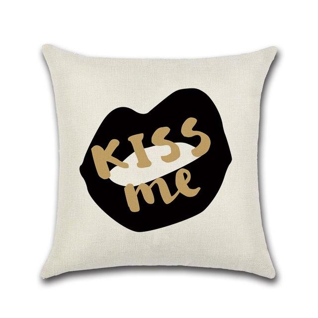 Creative Couple Cushion Cover Cotton Linen Throw Pillow Case For Sofa Lovers Valentine'S Day Decorative Pillowcase Cushion Cover