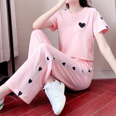 Sports and Casual Suit for Women's Summer New Korean Version Loose and Fashionable Age-reducing Pink Two-piece Set