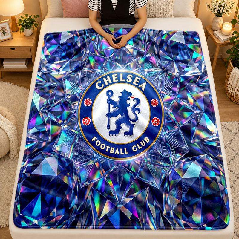 Flannel BlanketChelsea FC Warm Soft Throw Blanket for Indoor Sofa Bed Living Room Use