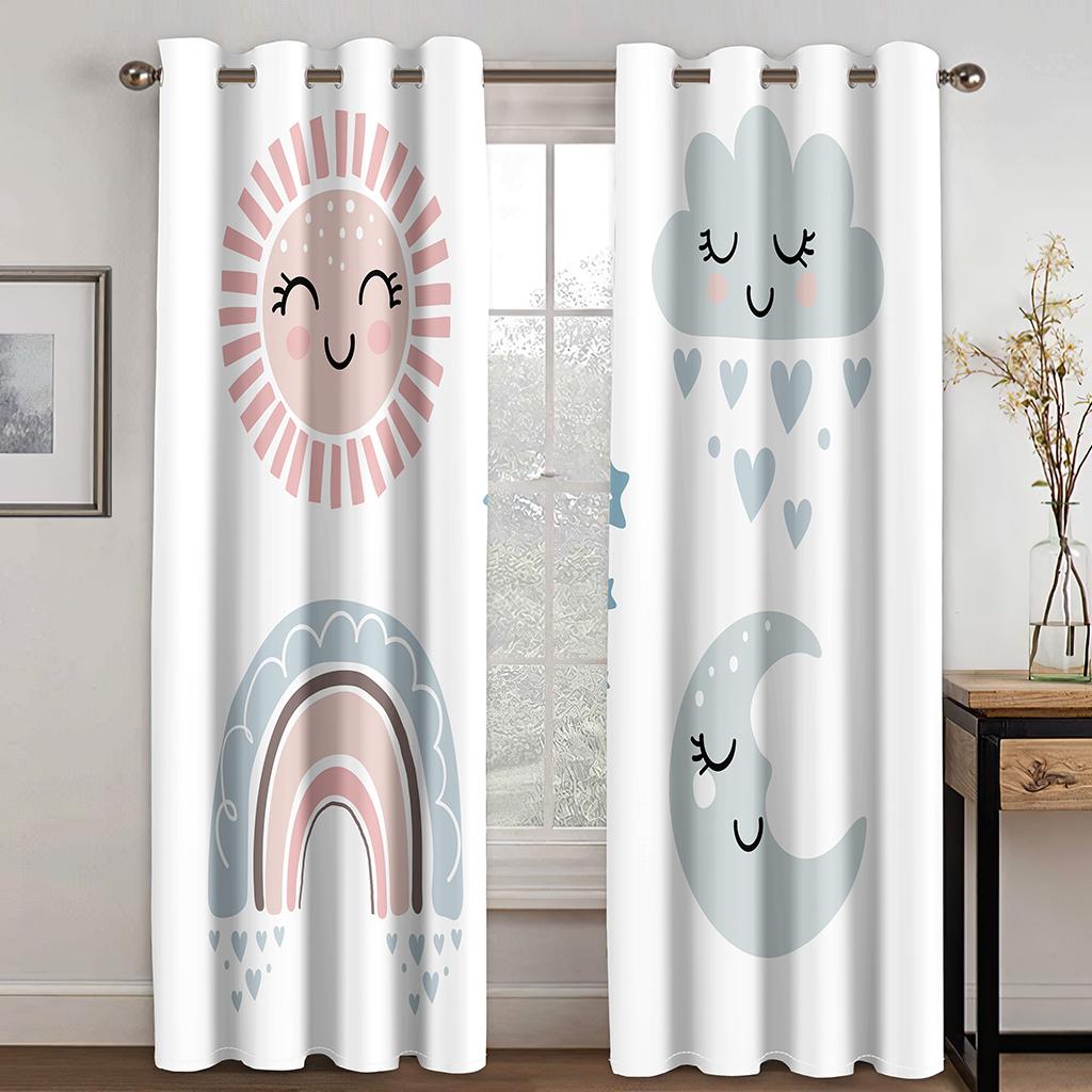 

3D Детские Радужные Шторы Мультяшные Животные Динозавр Зайчик Шторы Мальчики Девочки Комната Спальня Гостиная Декоративные Шторы 50W130H(CM)X2PCS&HooK