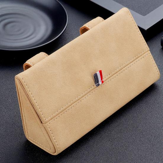 Car Storage Box Flip-Type Anti-Falling Eyeglass Case Snap-On Installation Leather Texture Organizer Universal Fit Sunglasses Box