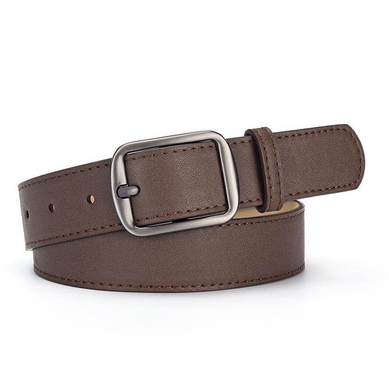 Versatile Matte Silver Korean-Style Leather Belt: Unisex, High-End Accessory for Jeans & Pants