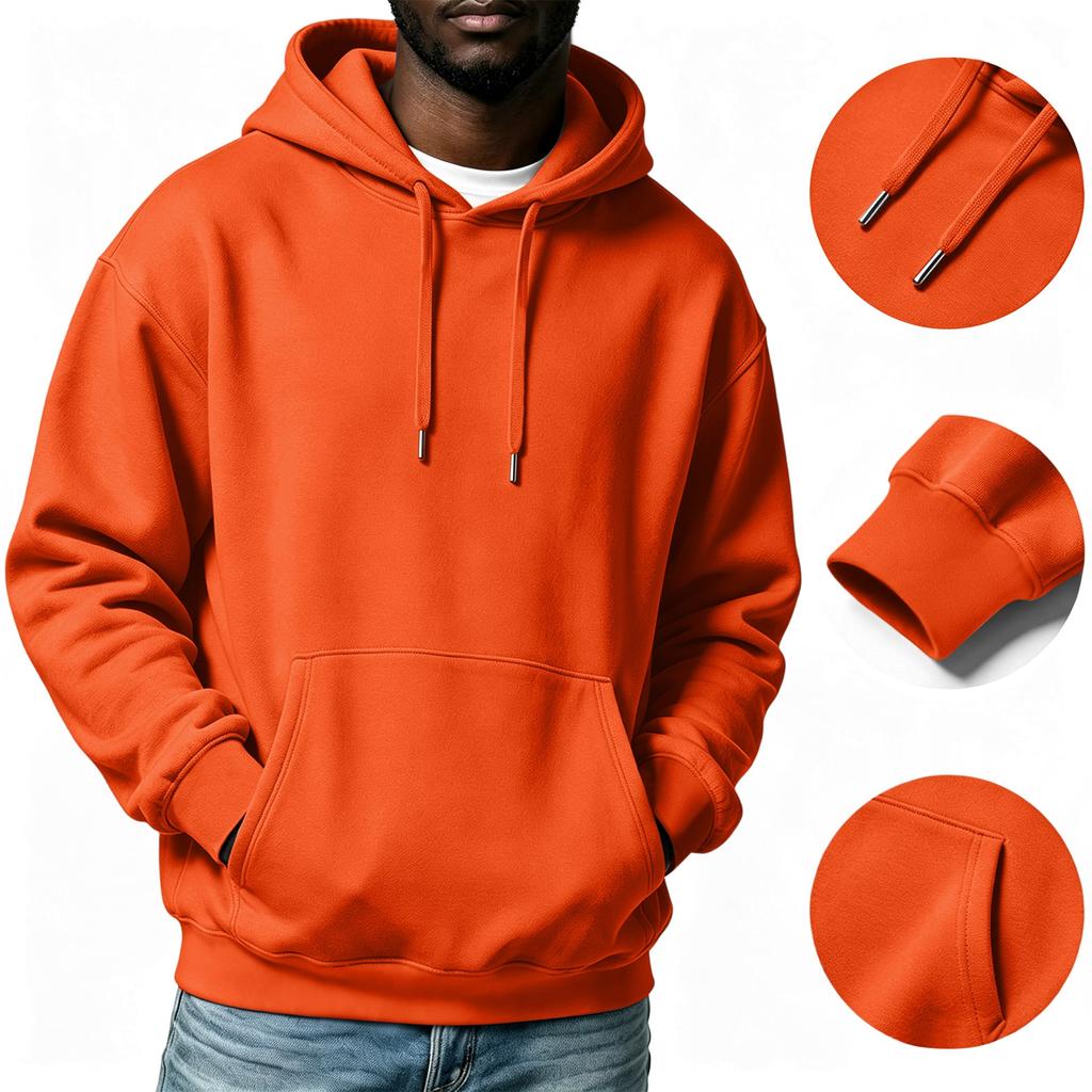 Men's Casual Color Hoodie with Drawstring