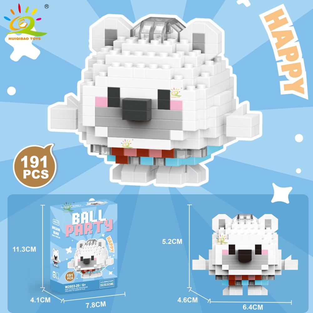 HUIQIBAO Mini Cute Animal Micro Building Blocks 3D Diamond BEE Cat Panda Model Bricks DIY City Construction Toys for Children