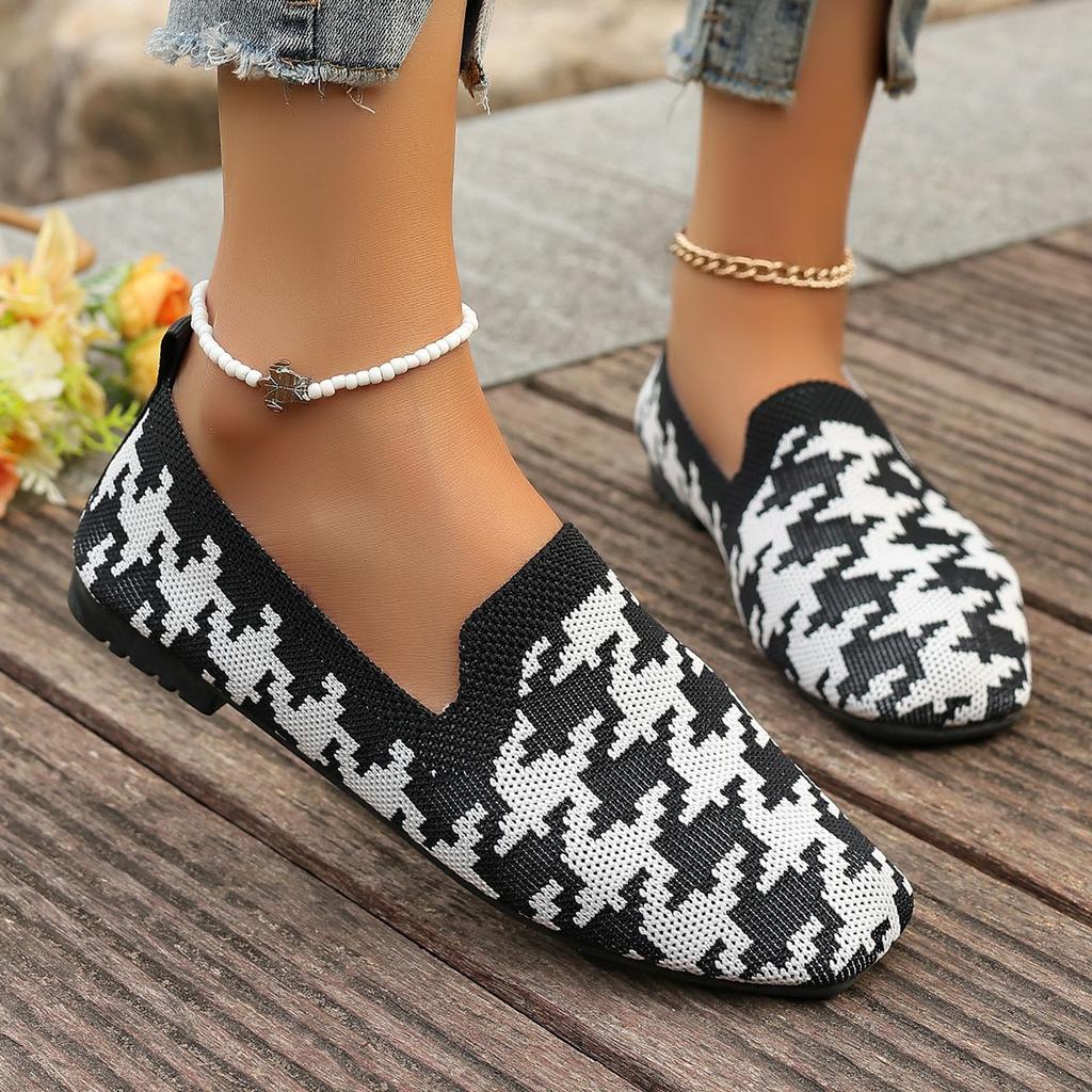 Fashion Women Flats Spring Autumn Flat Casual Shoes for Women Knits Ballet Flat Round Head Trendy Print Loafers Shoes Zapatos De Mujer