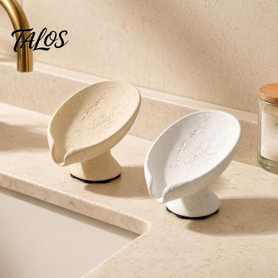 Soap Dish for Shower Lotus Leaf Holder, Self Draining Box, Tray Nordic Style Decorative Container, Home Bathroom Countertop Stone Holder