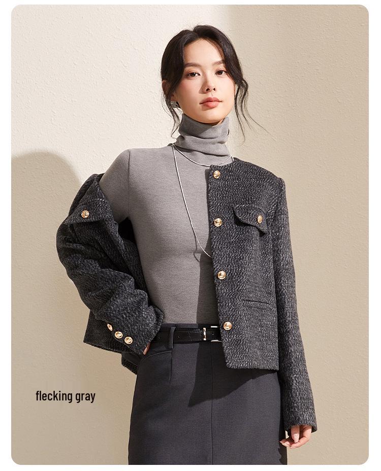 Women's Gray Winter High-Neck Base Layer Shirt - Thick, Warm, Stylish Plus Velvet Inner Wear