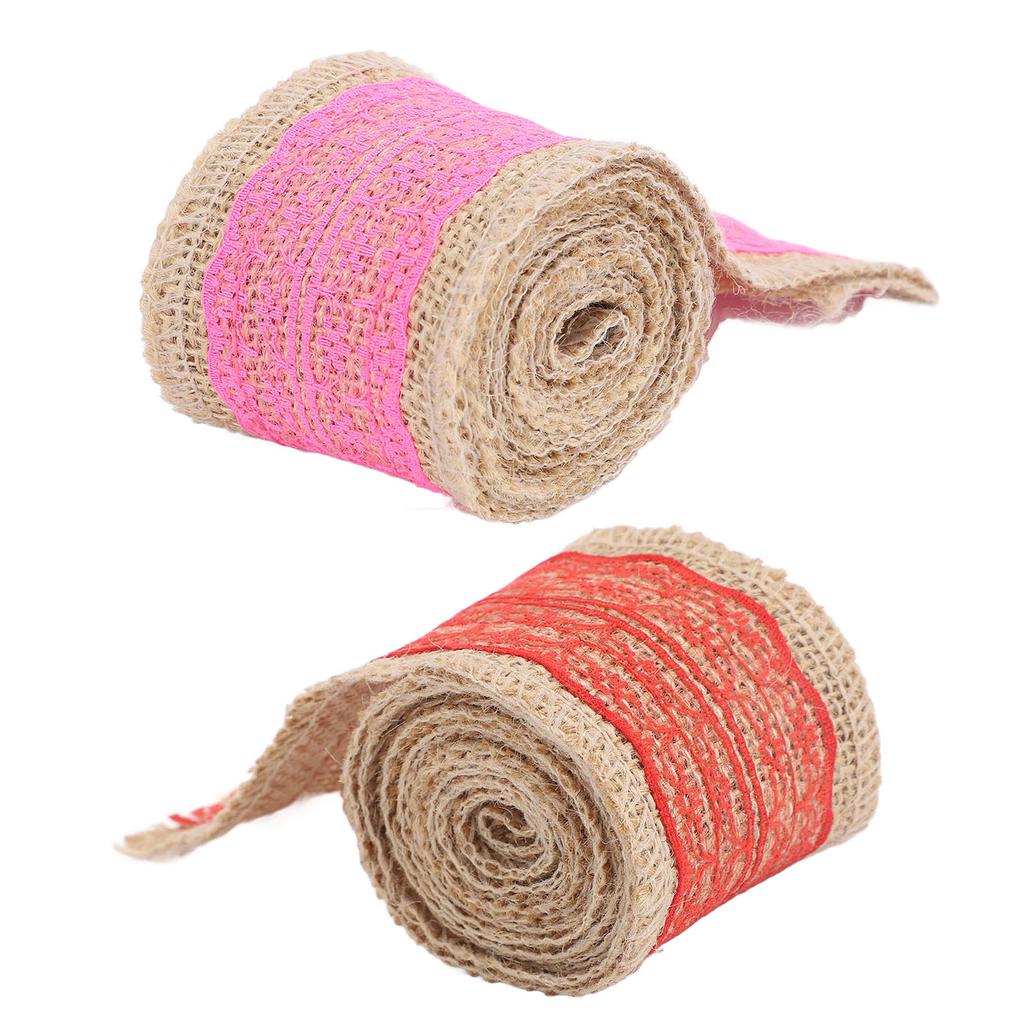 5 Rolls Burlap Lace Ribbon Decorative Jute Burlap Ribbon Roll for Crafts Festival Decor