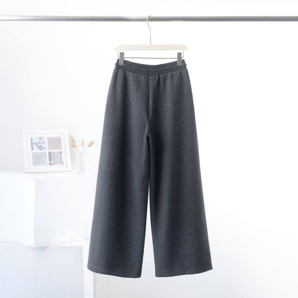 2025 Women's Double-Sided Wool Pants: Thick, Loose, Elastic Waist, Drawstring, Straight-Leg, Floor-Length.