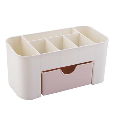 Tabletop Cosmetic Organizer Spacious Plastic Jewelry Storage Box with Drawer for Dressing Table