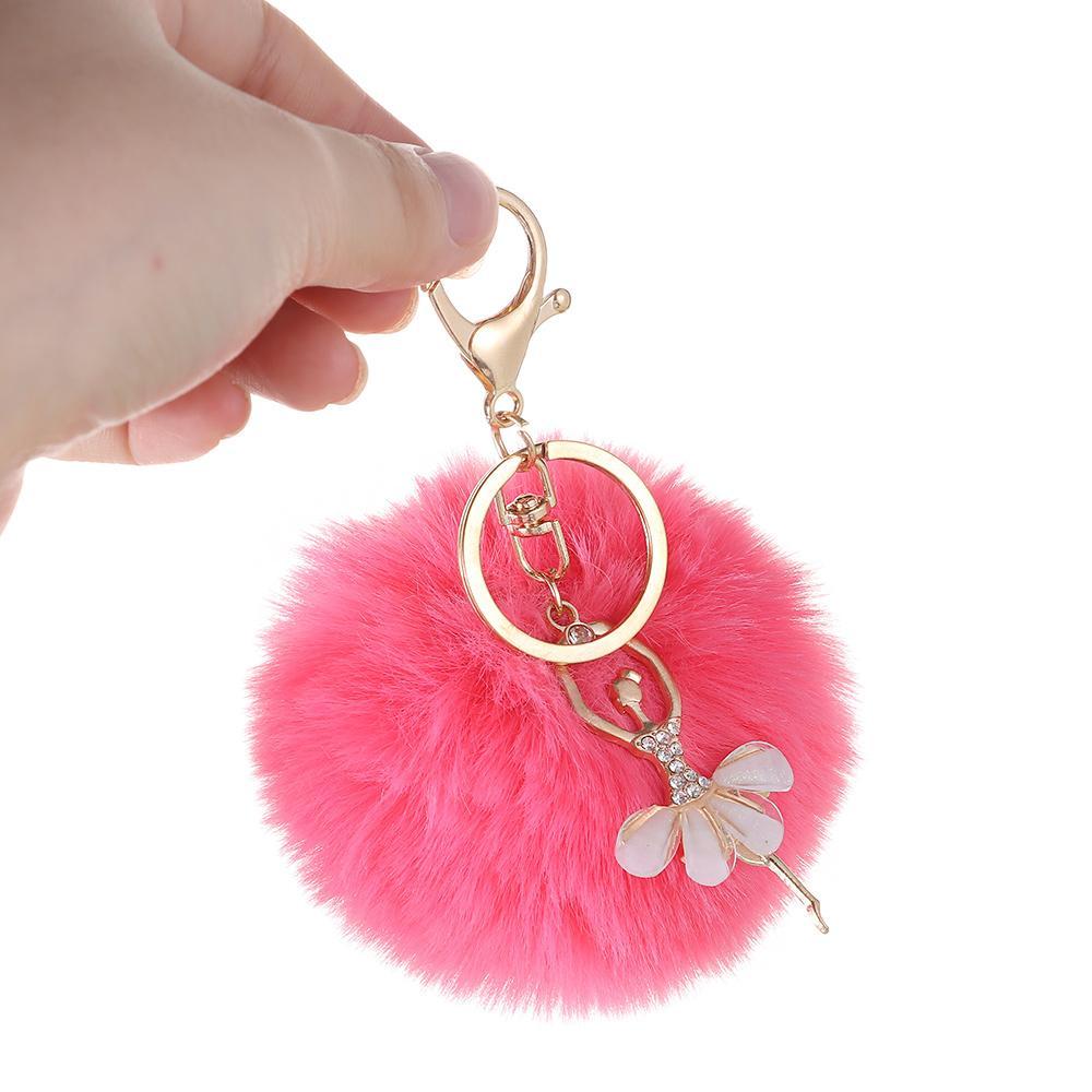 Accessories Faux Rabbit Fur Car Pendant Key Buckle Ballet Dancing Girl Keyring Angel Keychain