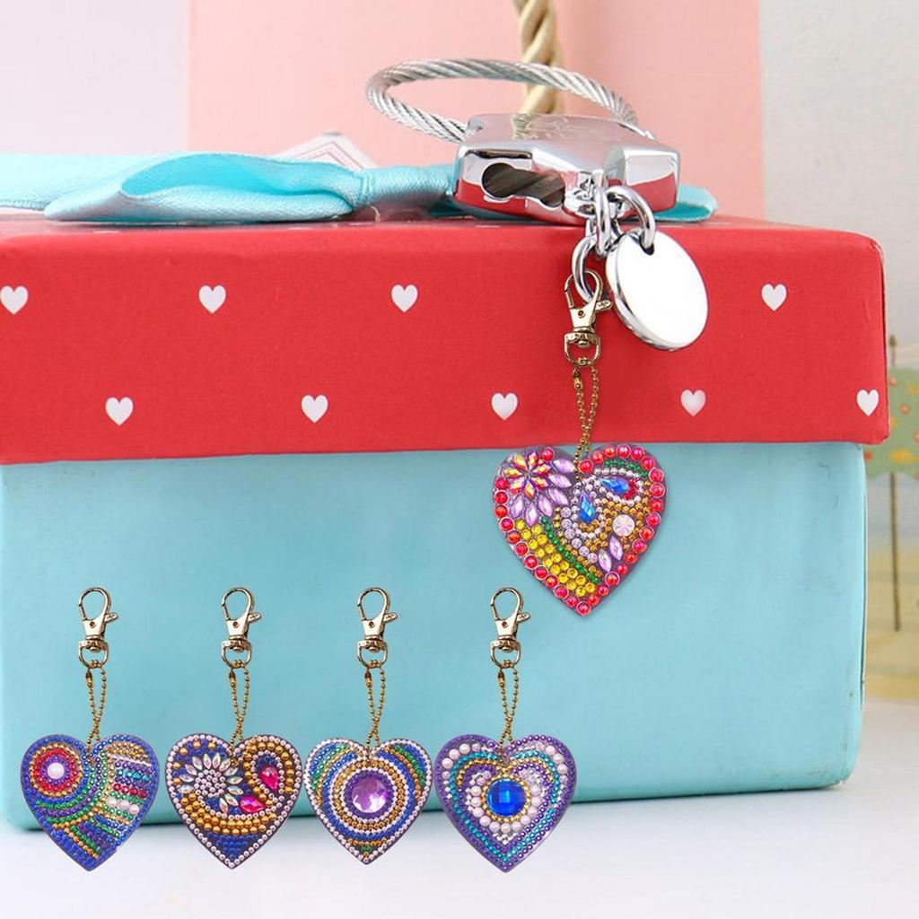 5pcs DIY Diamond Painting Keychain Full Drill Love Resin Bag Pendant Decoration