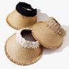 Sombrero de Paja Vacío Tejido Sombrero de Paja Protección UV Sombreros de Sol para Mujer Sombrero Protector Solar Deportes Golf