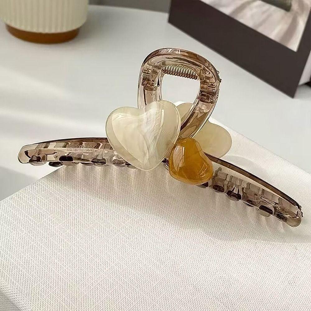 High Elastic Hair Clip Hair Accessories Shark Clip Gentle Love Heart Hairpin  Women