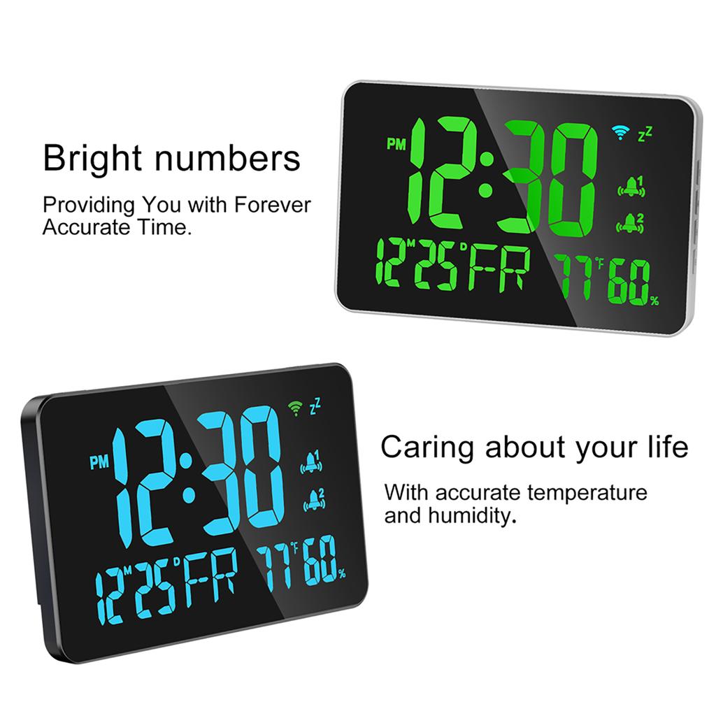 Tuya WiFi Desktop Clock Calendar Intelligent Thermometer Hygrometer with Digital LED Display Support WIFI Auto