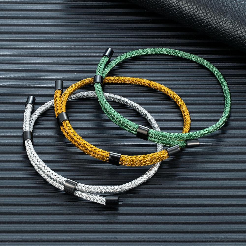 3MM Waterproof Surfering Rope Bracelets Men Adjustable Nautical Rope Bracelet Women Black Stainless Steel Sport Buckle