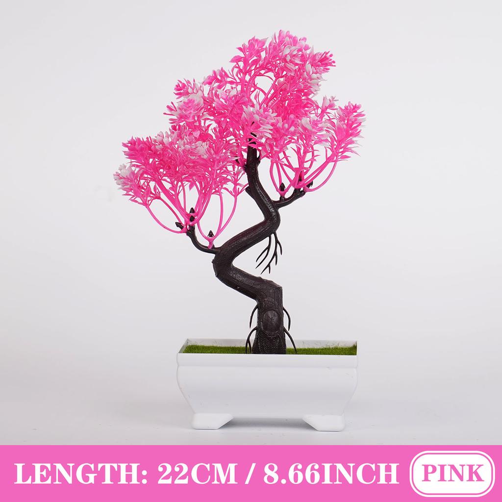 1PC Pink Desktop Artificial Bonsai DIY Home Garden Outdoor Floral Green Plant Flower Arrangement Gift Decoration