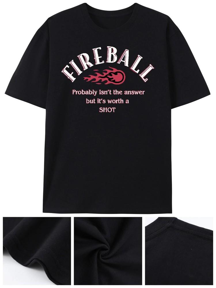

Men s Retro Fireball Graphic T-Shirt - 100% Cotton, Soft and Breathable with M