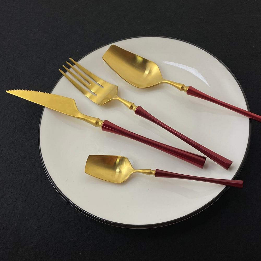 1 zestaw matowe złoto 304 zestaw sztućców ze stali nierdzewnej zestaw obiadowy zachodnia zastawa stołowa sztućce widelec nóż łyżka do domu