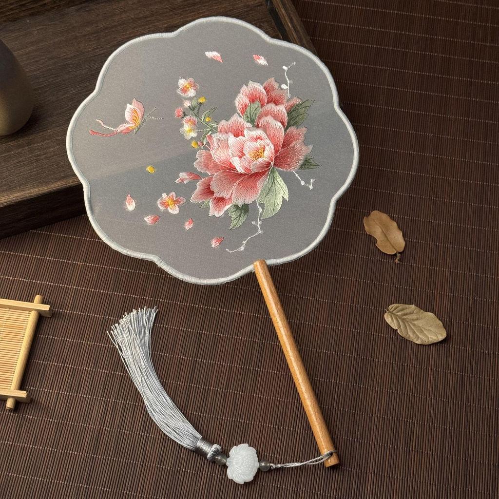 Double-Sided Suzhou Embroidery Round Fan: Ancient Hanfu Dance Accessory