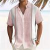 Camicia da uomo a maniche corte stile hawaiano retrò, Stampa alla moda, Stile vacanza al mare, Collo a revers, Tessuto confortevole, Taglie